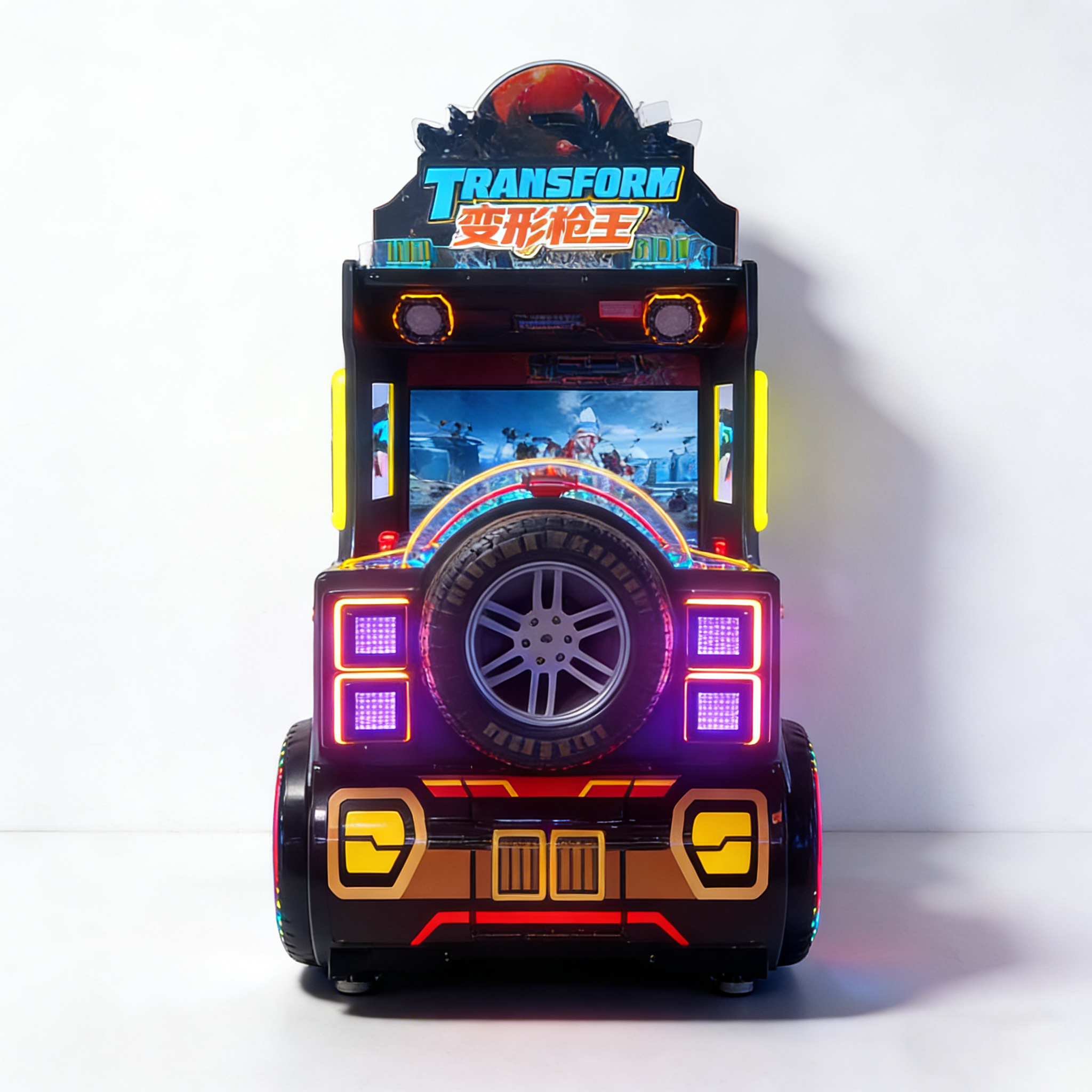 Car-Shaped Metal Neon LED Lighted Commercial Arcade Racing Game Machine Stainless Steel Immersive Interactive Entertainment