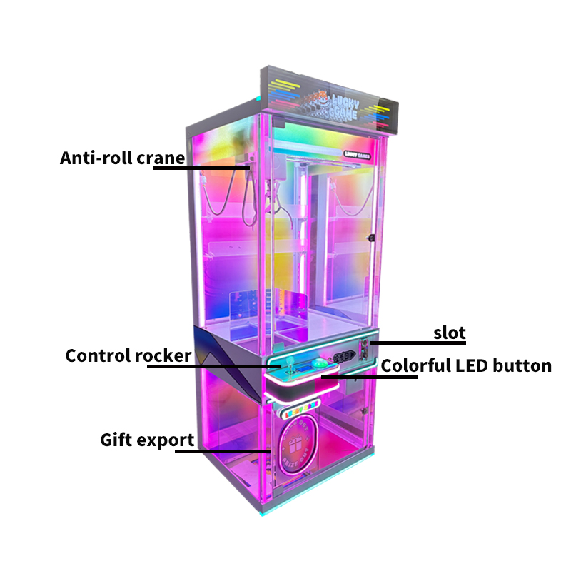 New Transparent Colorful Plush Toy Crane  Claw Crane for Sale Toy Crane Machine Doll Machine Cabinet