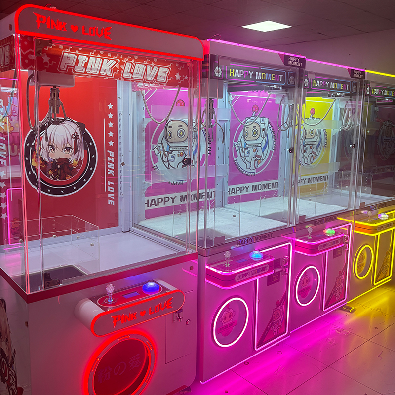 Pink Coin Operated Claw Machine Commercial Prize Catcher Toy Grabber Arcade Game Equipment for Shopping Mall Amusement Center
