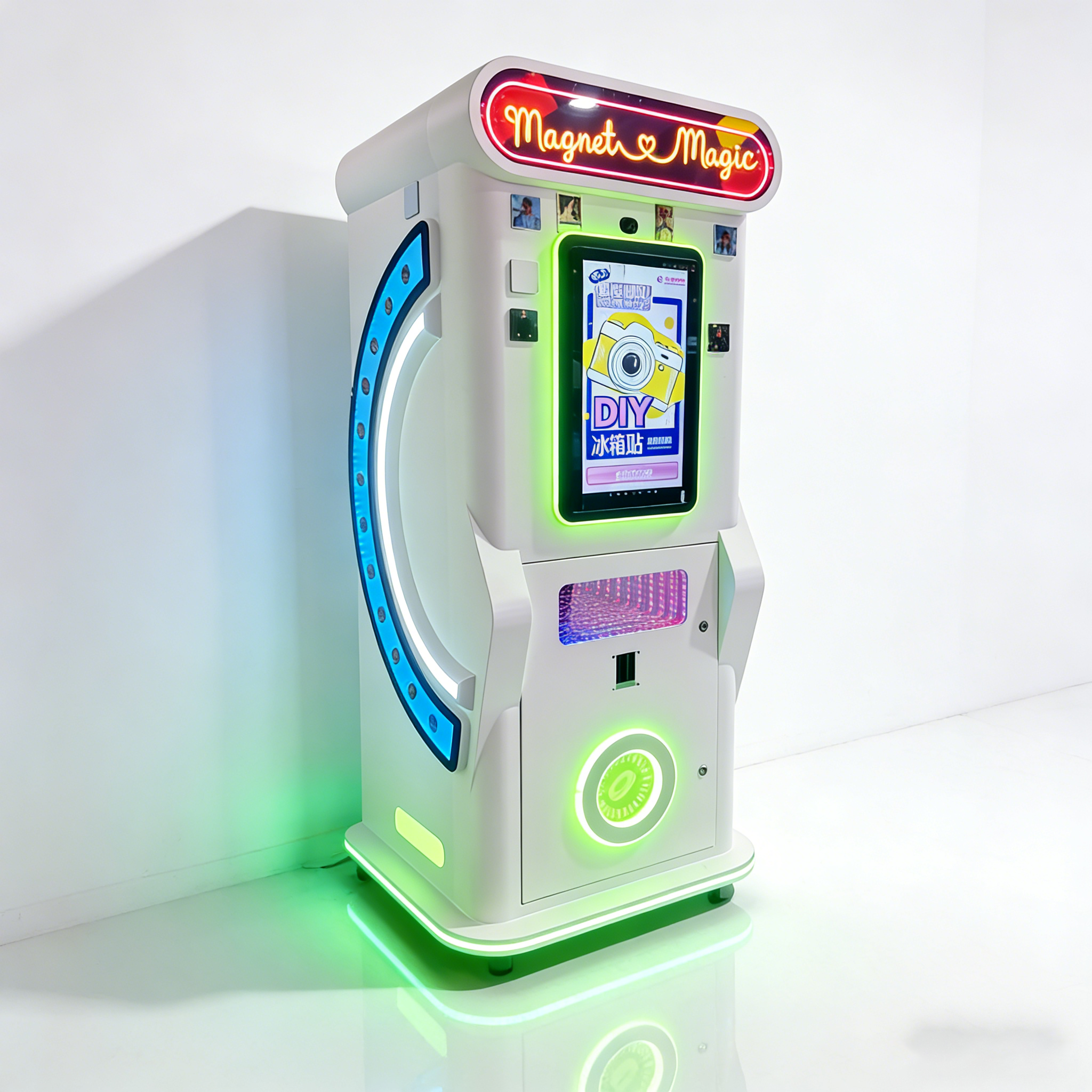 Ninix White Green Themed Commercial Self-Service Interactive Smart Terminal LED Lighted High-Efficiency Stainless Steel