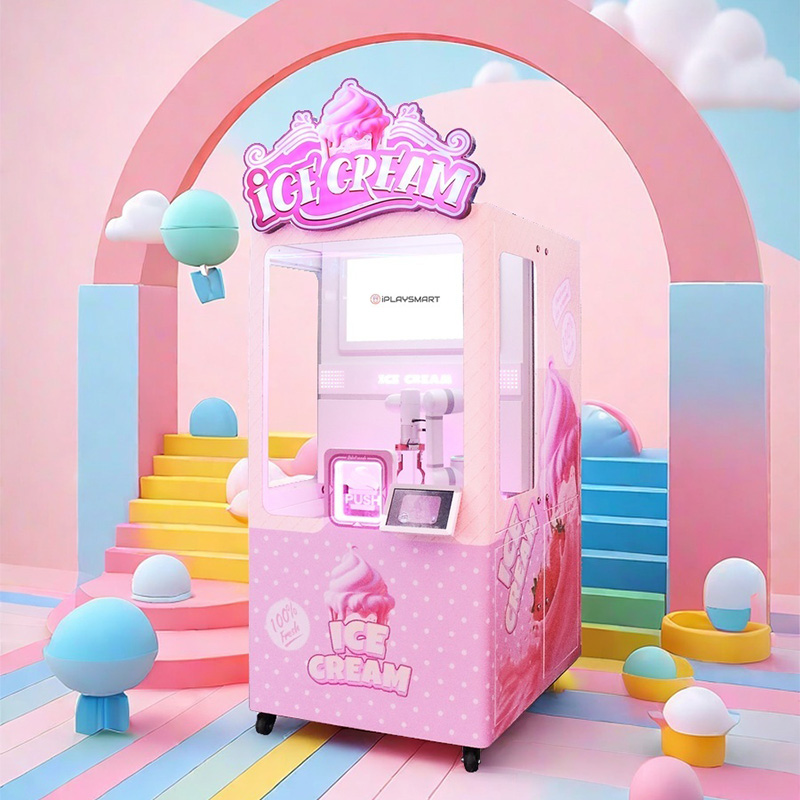 Automatic Ice Cream Vending Machine with Robot Hands Coin Operated Cold Food Self-Service Equipment