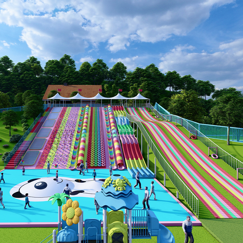No-Power Fiberglass Rainbow Slide for Outdoor Use in Parks Gardens Malls & Communities-Check-In Landscape Facility