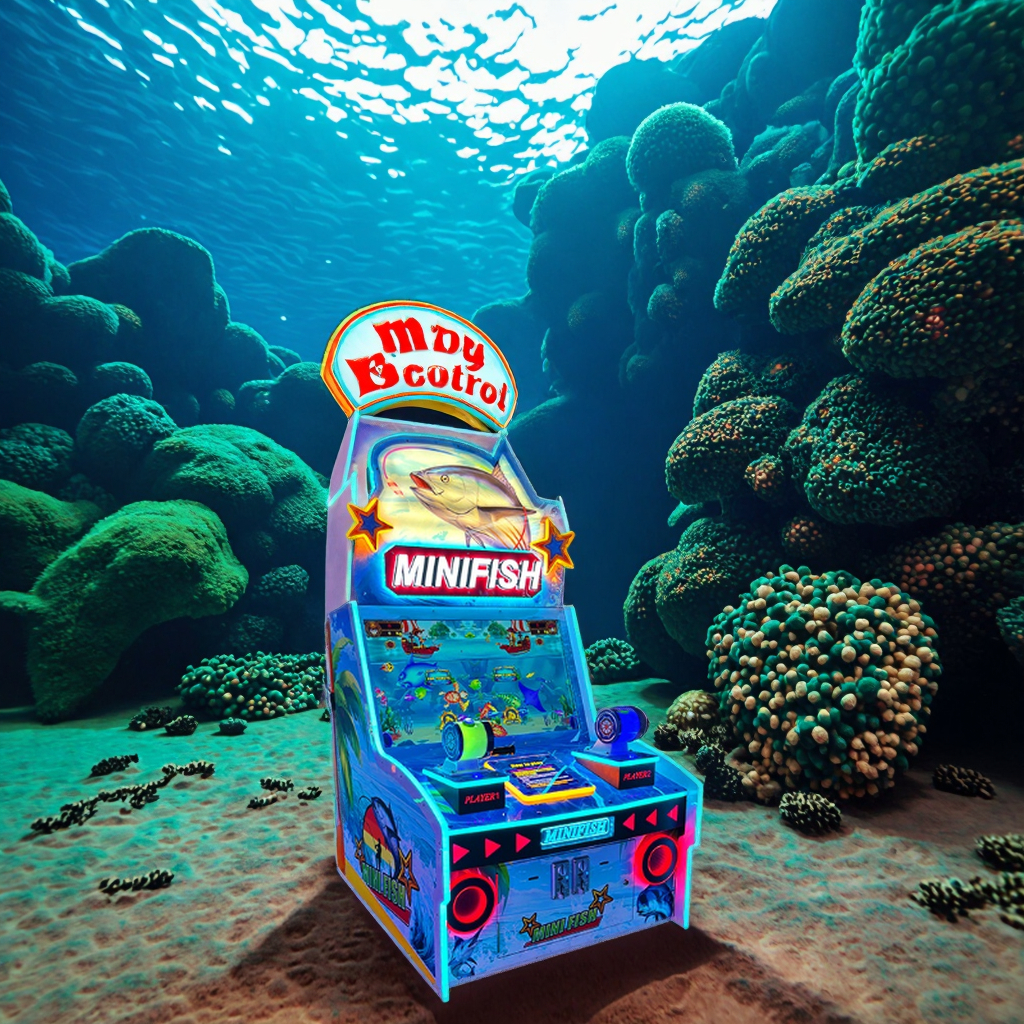 Ocean Theme Mini Fish Arcade Shooting Game Machine Kids Ticket Redemption Interactive Fishing Simulator Coin Operated Equipment