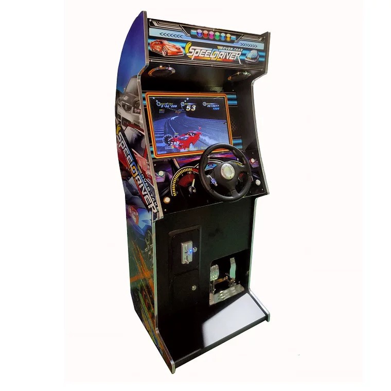 22-Inch Coin-Operated Racing Car Game Machine Durable 1-Year Metal Construction Supermarket Entrance Marble Racing Wooden Stand