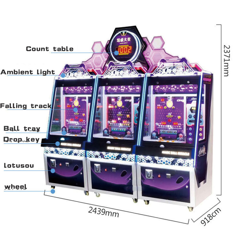 Super Jackpot Indoor Playground Magic Ball Miracle Ticket Arcade Redemption Machine Ball Pusher Game Machine for Sale