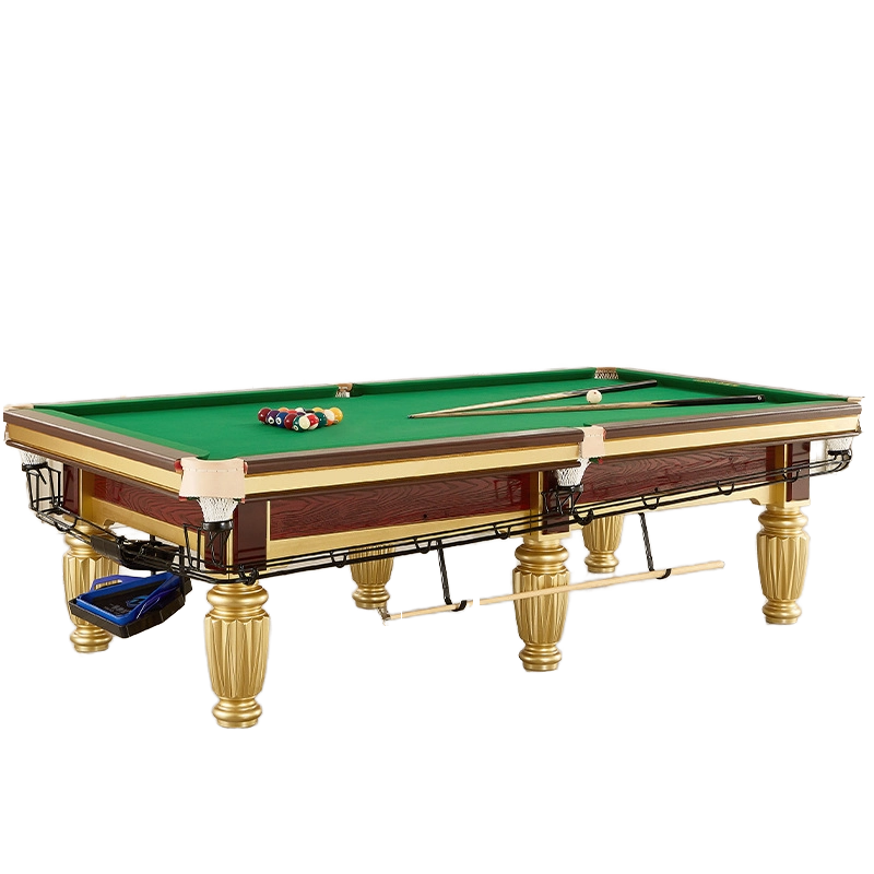 Brilliant Star Pool Table Standard Chinese Style Black Eight T5 Golden Leg Green Warehouse Stone Plate Snooker Billiard Tables