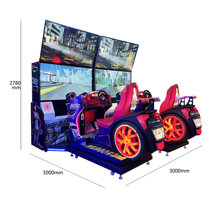 Best-selling Indoor Coin-operated Four-screen Racing Game Simulator Two-screen Two-person Connected Racing Arcade Game Console