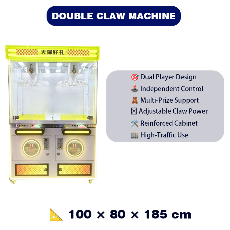 Commercial Dual Player Claw Crane Arcade Game Prize Vending Amusement Equipment Coin Operated Gift Catcher Cabinet