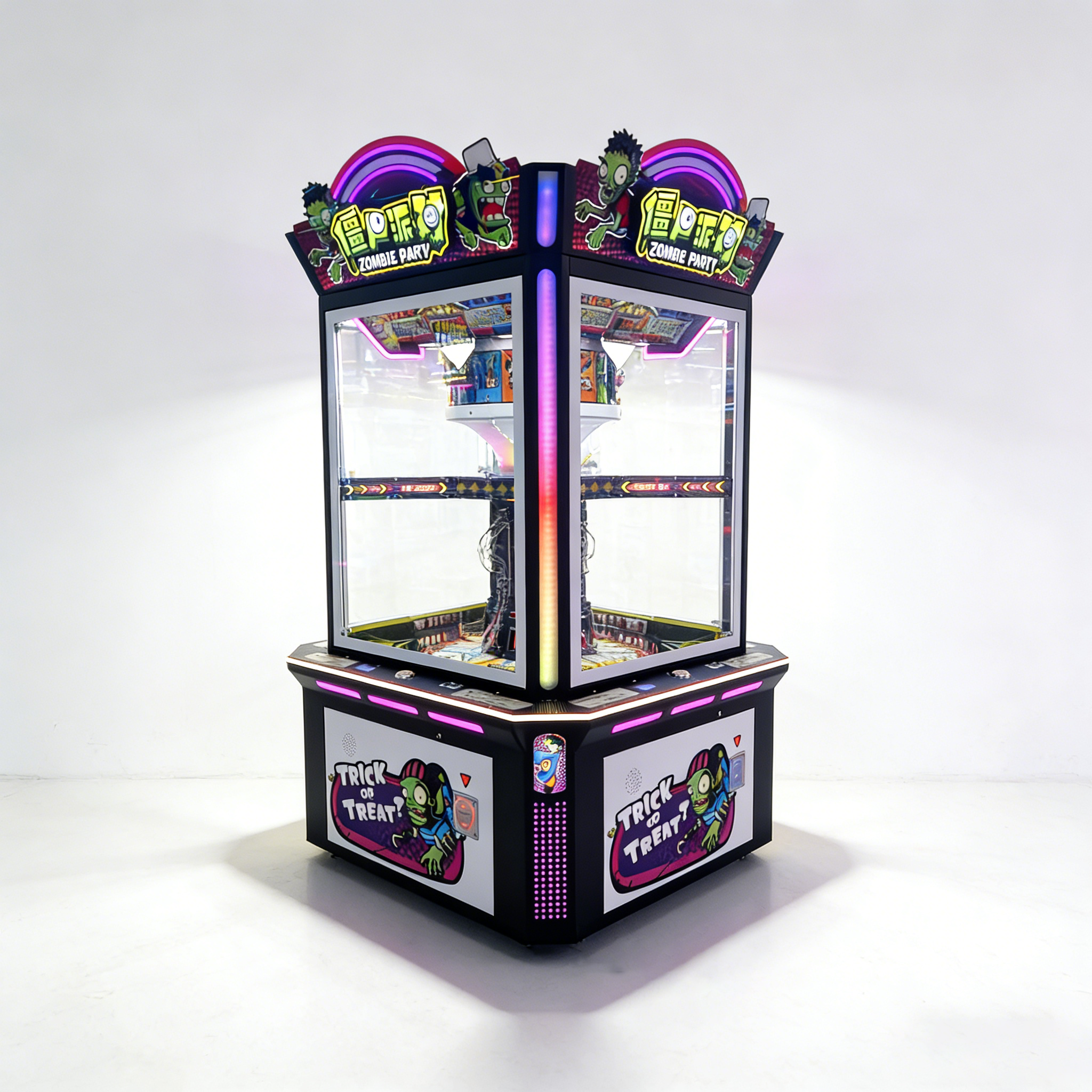 Coin-operated Game Machines for the Fourperson Zombie Party at the Entrance of the Large Video Game Arcade Mall. Arcade Machines
