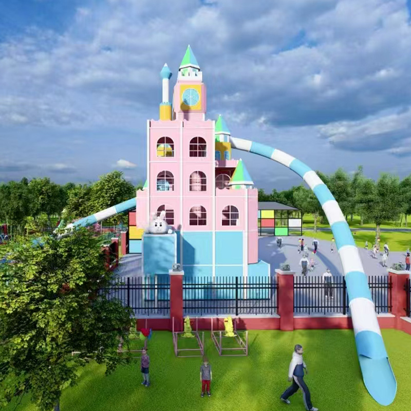 No-Power Fiberglass Rainbow Slide for Outdoor Use in Parks Gardens Malls & Communities-Check-In Landscape Facility