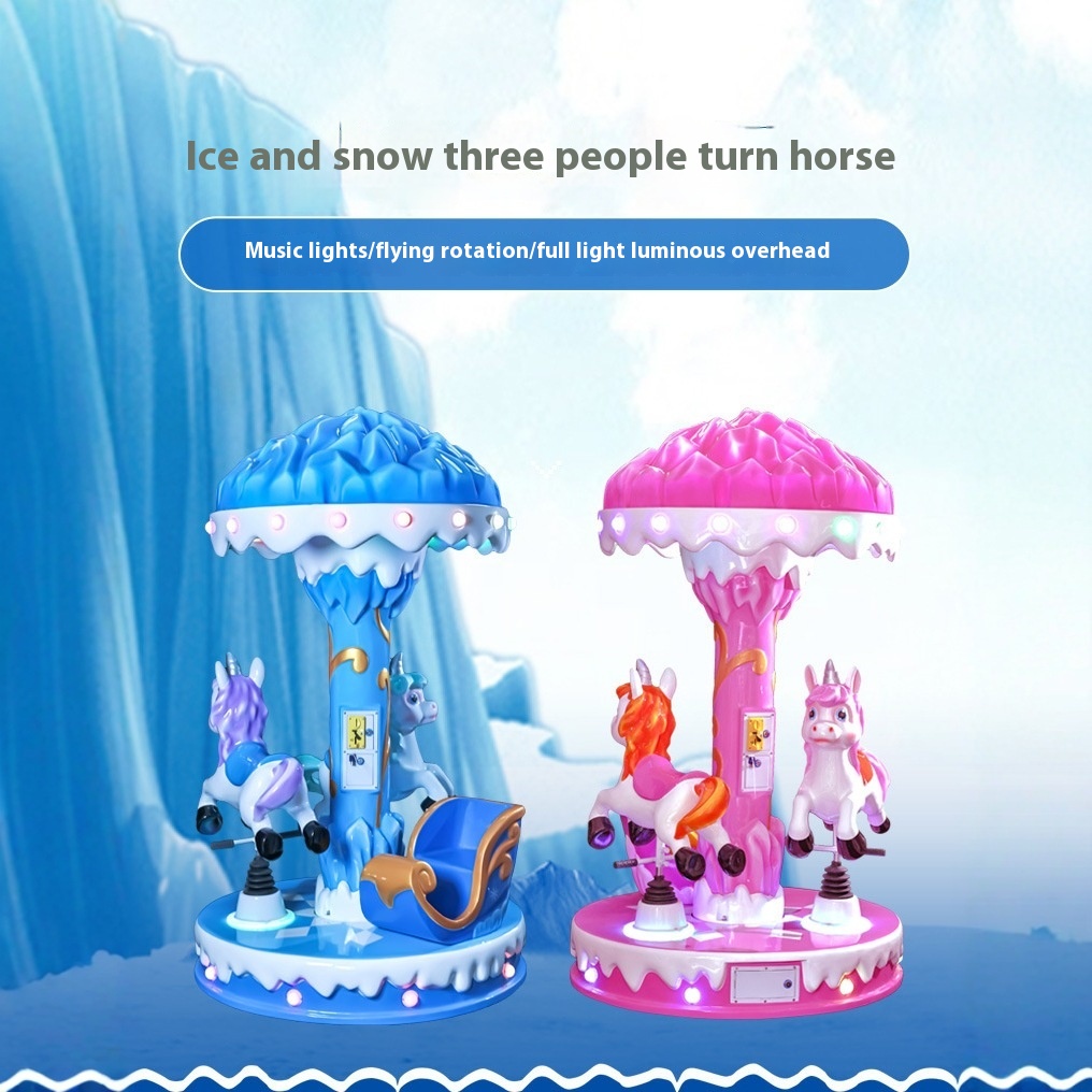 Three-Seater Carousel Glass Fiber Electric Rocking Horse Coin-Operated Kids' Vending Machine with 1 Year Warranty