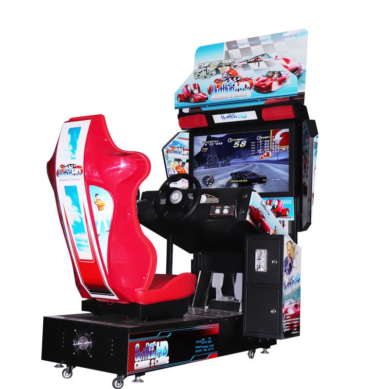 Racing Arcade Game Machine Coin Operated Metal English Kid-Friendly Driving Simulator Dynamic Seat Steering Wheel HD Screen
