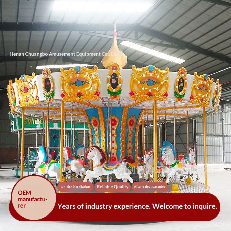 Scenic Luxury Electric Children's Carousel Amusement Equipment Outdoor Park New Large FRP Steel