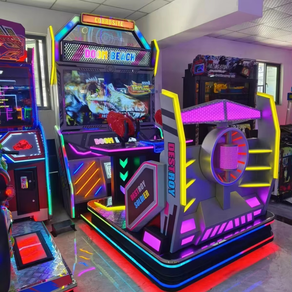 Best-Selling 55-Inch Jurassic Park Two-Player Arcade Shooter High-Fidelity Coin-Operated Shooting Simulator