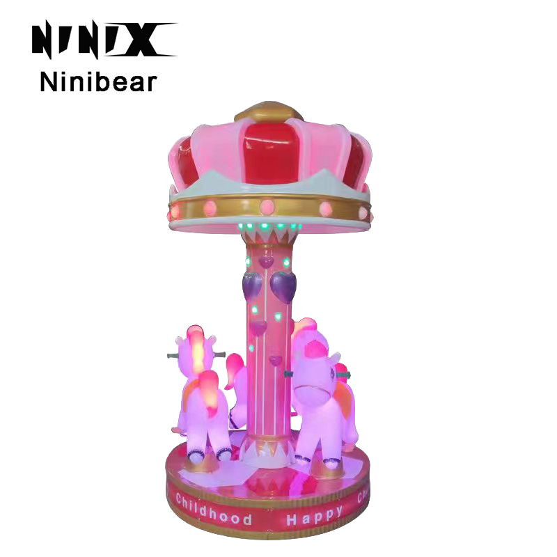 Hot Selling Playground Coin Operation Children's Fiberglass Carousel Coin-operated Small Carousel for Sale