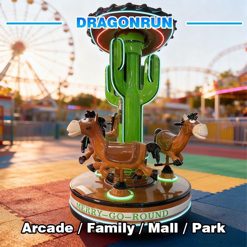 Ninix Western Cactus for Carousel Arcade Ride-LED Lighted Coin Operated for Kids Ages 6+ Indoor Use Acrylic Metal Construction