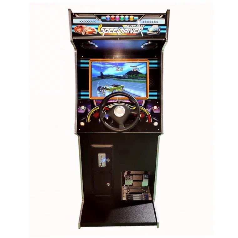 22-Inch Coin-Operated Racing Car Game Machine Durable 1-Year Metal Construction Supermarket Entrance Marble Racing Wooden Stand