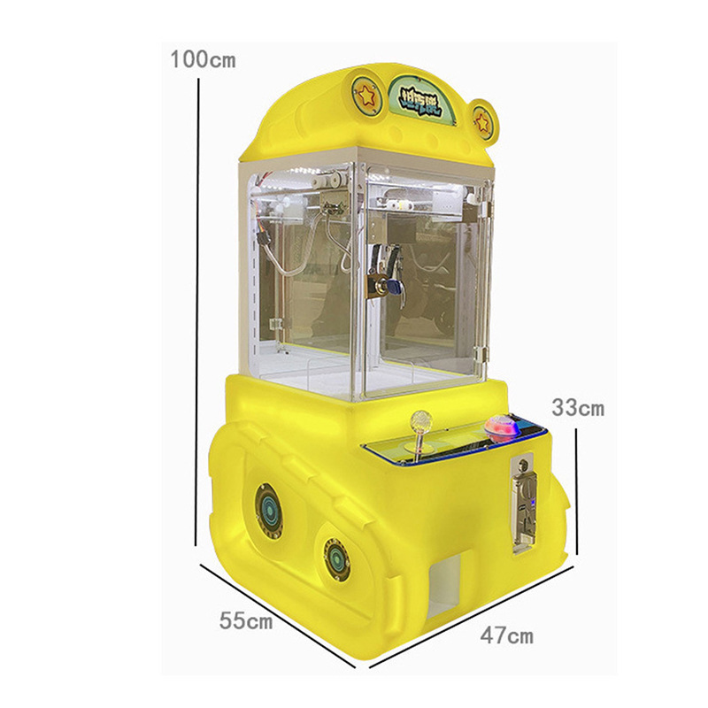 Transparent Plastic Single Grasp Coin Operated Doll Machine for Children Small Household Entertainment