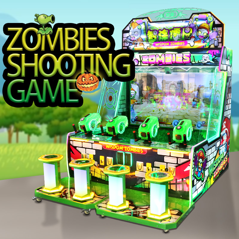 Large Four-Player Zombie Shooting Water Gun Arcade Simulation for Amusement Park Equipment