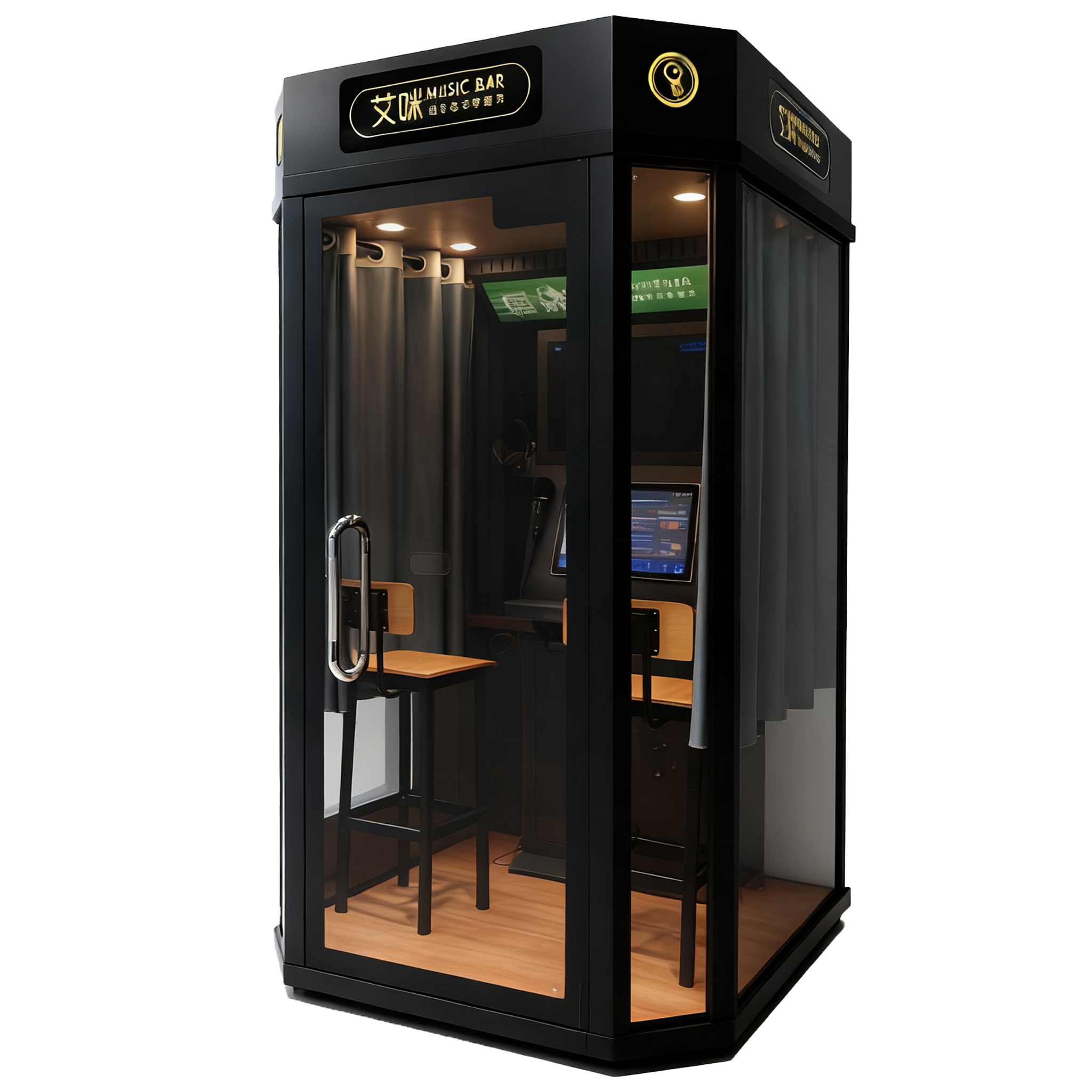 Coin Operated Mini Karaoke Booth HD Sound Dual Screen Private Singing Cabin for Mall Bar Arcade Entertainment