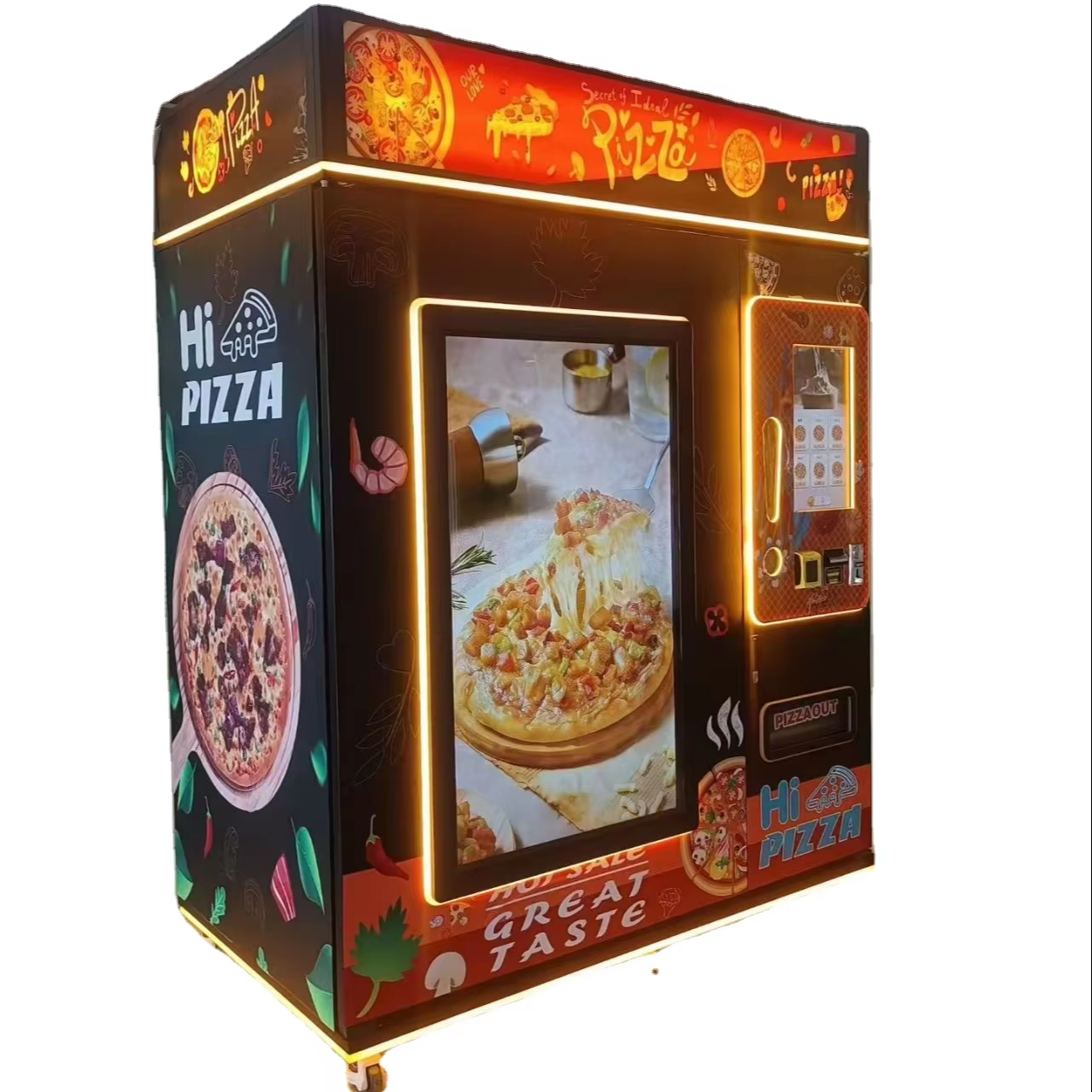 Video Pizza Vending Machine Boxes with Food Spank Unmanned Practice Fully Sp Touch Pizza Vending Machine Boxes