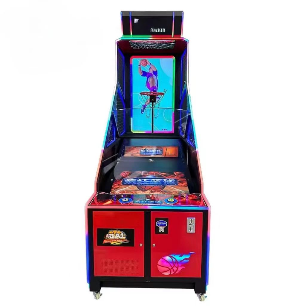 70-Inch Crazy Basketball Arcade Entertainment Metal Gaming Console Coin-Operated Hoops Machine with Game Board