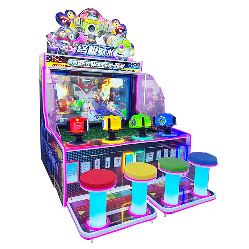 Large Four-Player Indoor Coin-Operated Video Game Equipment Attractive Zombie Garden Water Fountain Sale for Children
