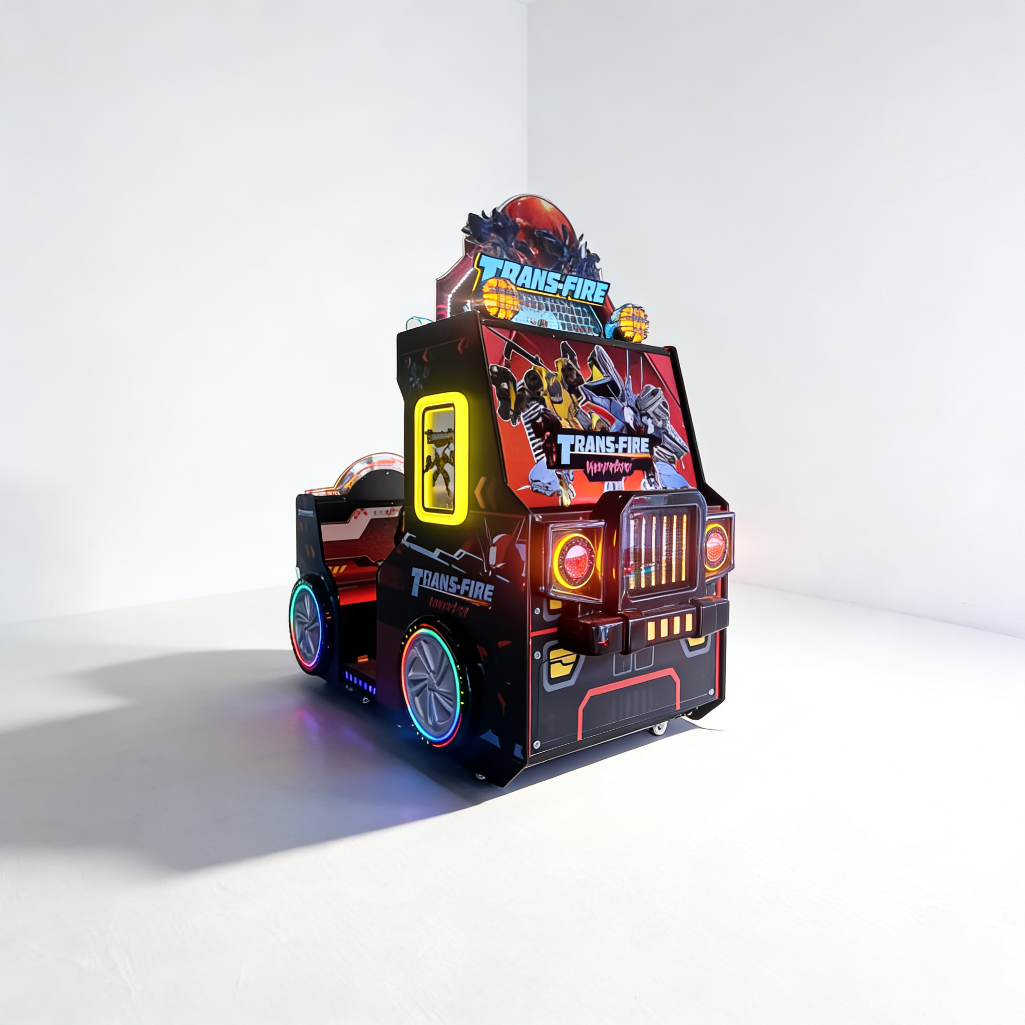 Car-Shaped Metal Neon LED Lighted Commercial Arcade Racing Game Machine Stainless Steel Immersive Interactive Entertainment