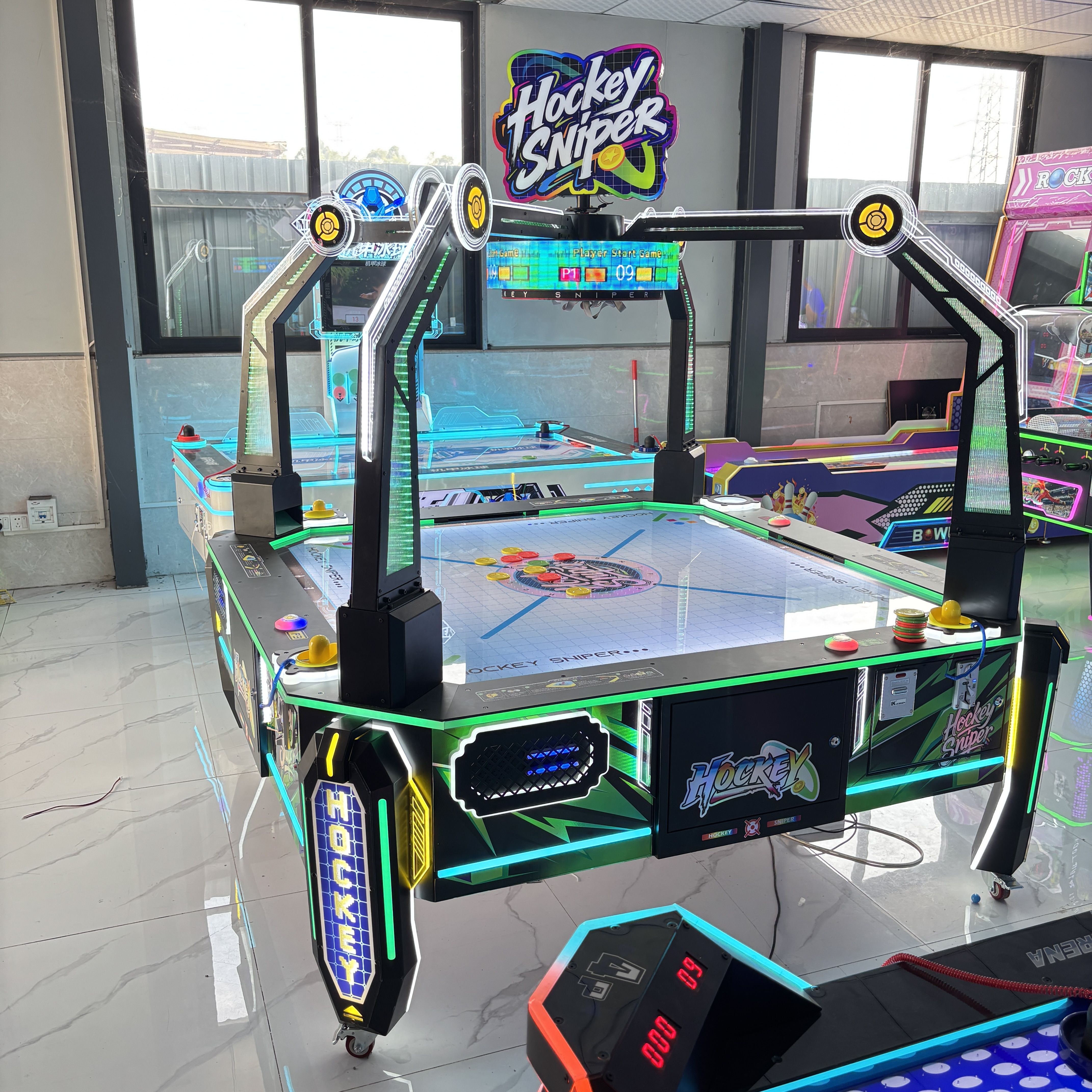 Air Hockey Arcade Game Machine Coin Operated Four Player Table Indoor Amusement Equipment for Shopping Mall Entertainment Center