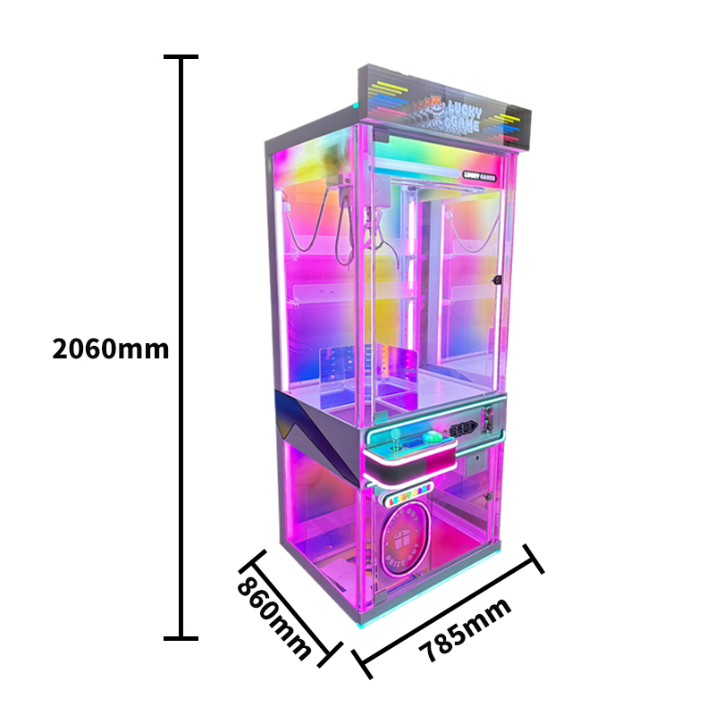 New Transparent Colorful Plush Toy Crane  Claw Crane for Sale Toy Crane Machine Doll Machine Cabinet