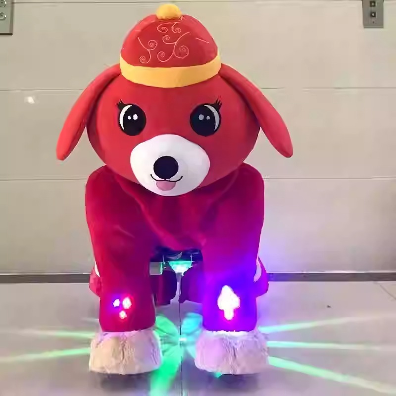 Unisex Electric Kids Plush Ride-On Toy Animals in Mall Horse Dog Panda Bear-Coin Operated Kiddie Rides