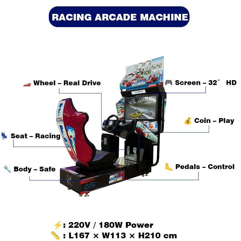 Double Player VR Racing Arcade Game Machine LED Lighting Coin Operated Stainless Steel Racing Simulator Amusement Park Game Room