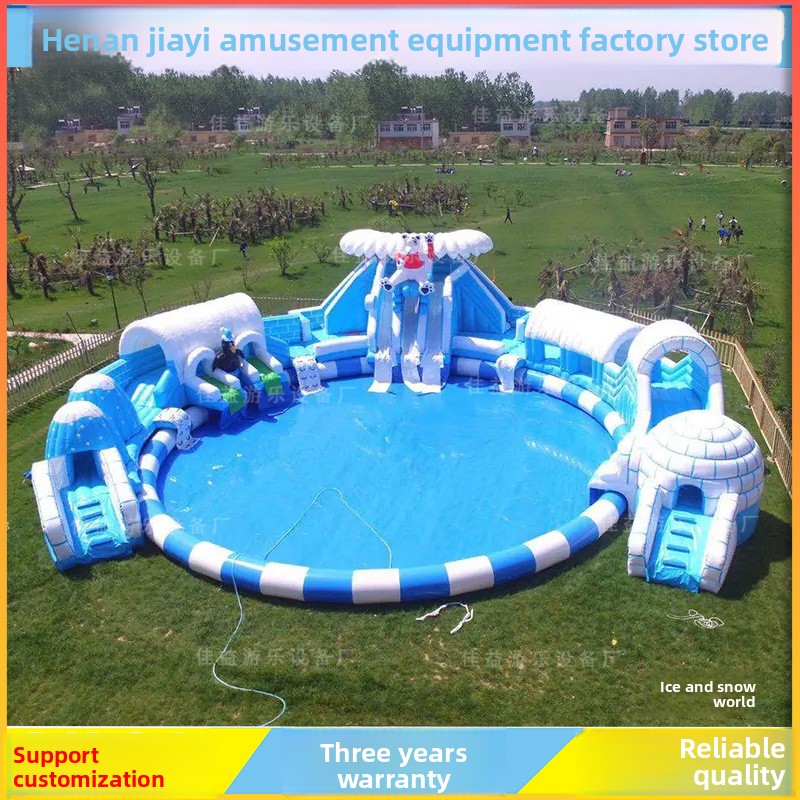 Factory Direct Sale Summer Children's Inflatable Pool Toy Combination Water Park & Ice Snow World Slide for Water Play Equipment