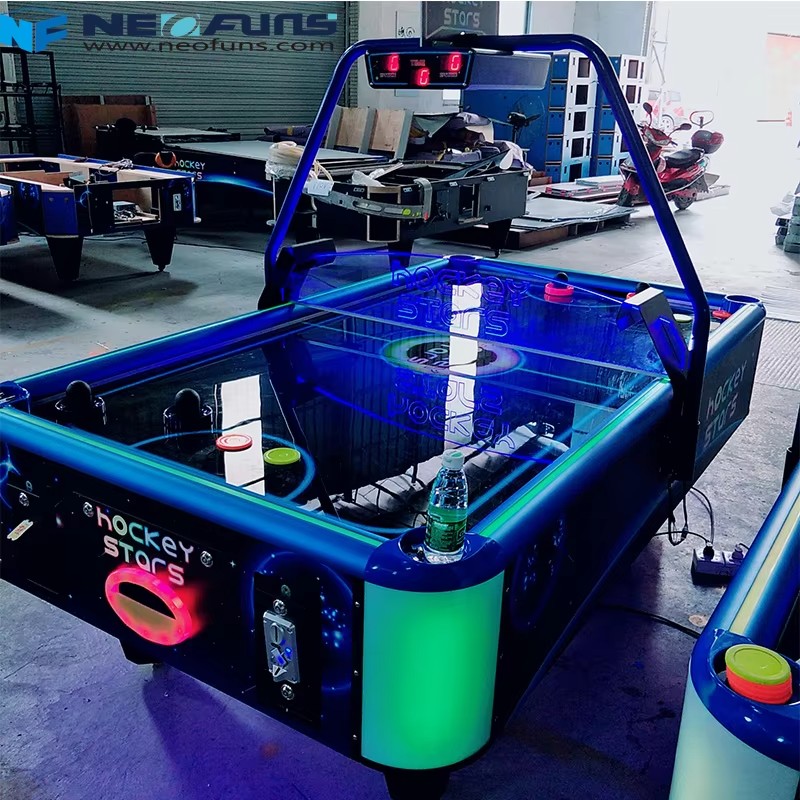 Hockey Stars Commercial Arcade Air Hockey Table Electronic Scoring LED Lights Metal Frame English for Game Centers | Custom Made