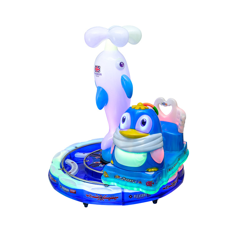 Best-selling 2-3 Seat Coin-operated Children's Mini Colored Light Carousel Motorcycle Track Train Rotary Swing Machine