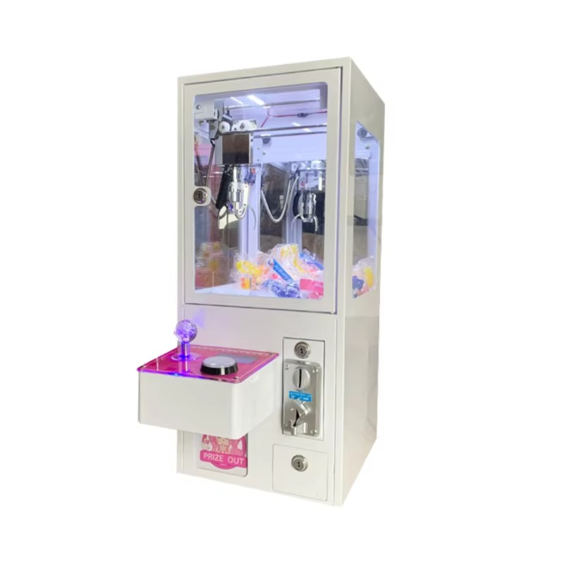 Mini Coin Operated Claw Machine Small Prize Catcher Arcade Toy Crane Game LED Cute Design for Mall Shop Kids Entertainment
