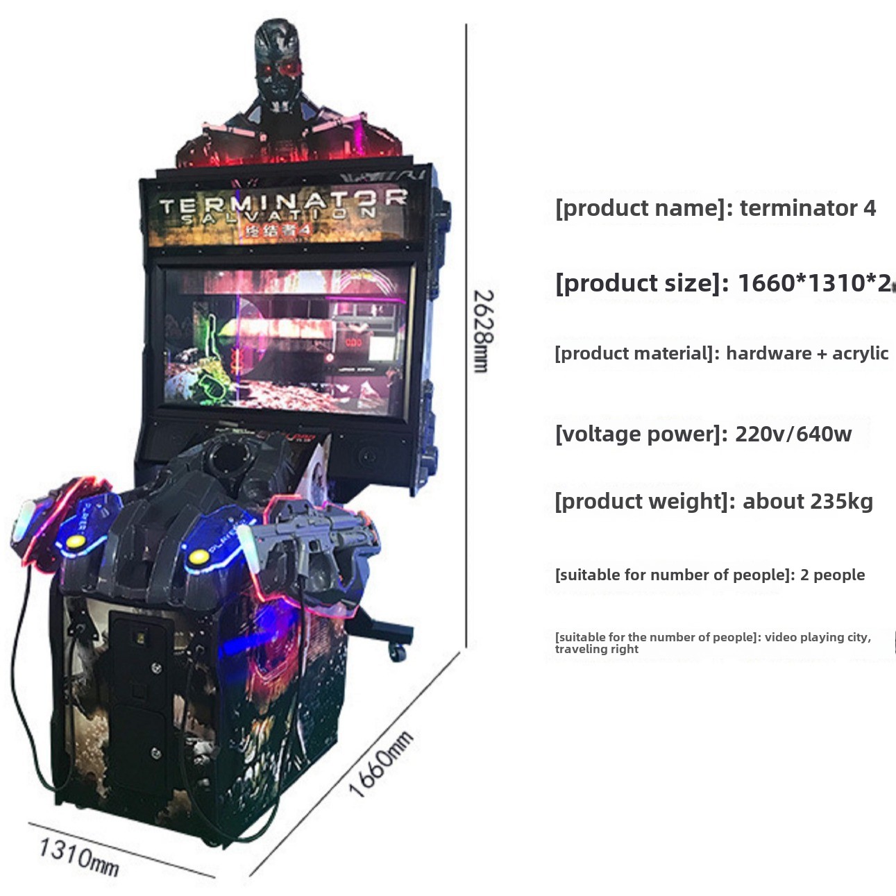 Two-Player Gun Shooting Arcade Game Machine Mini Metal Boxing City Entertainment for Parks for Children's Play