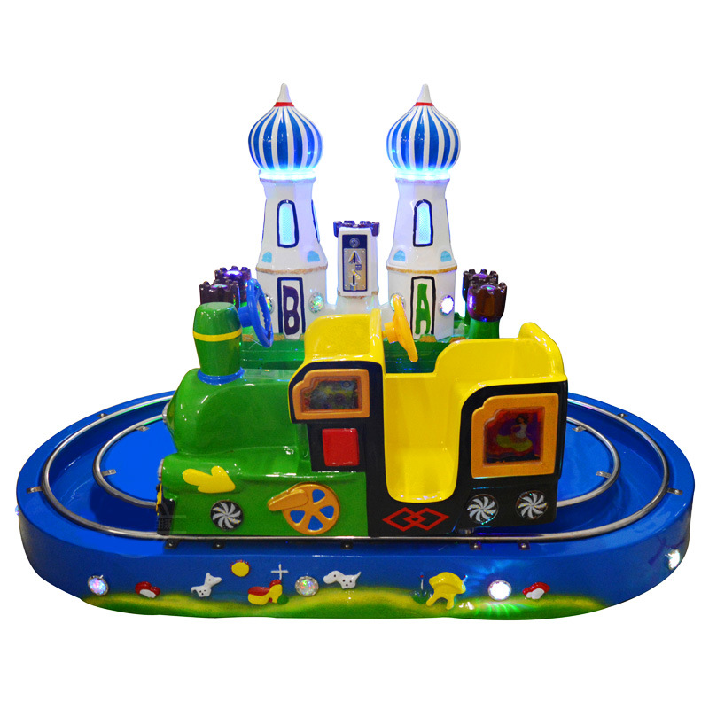 Newcastle Electric Double Track Train Playhouse Coin-Operated Small Train Arcade Game with Rocking Machine for Children