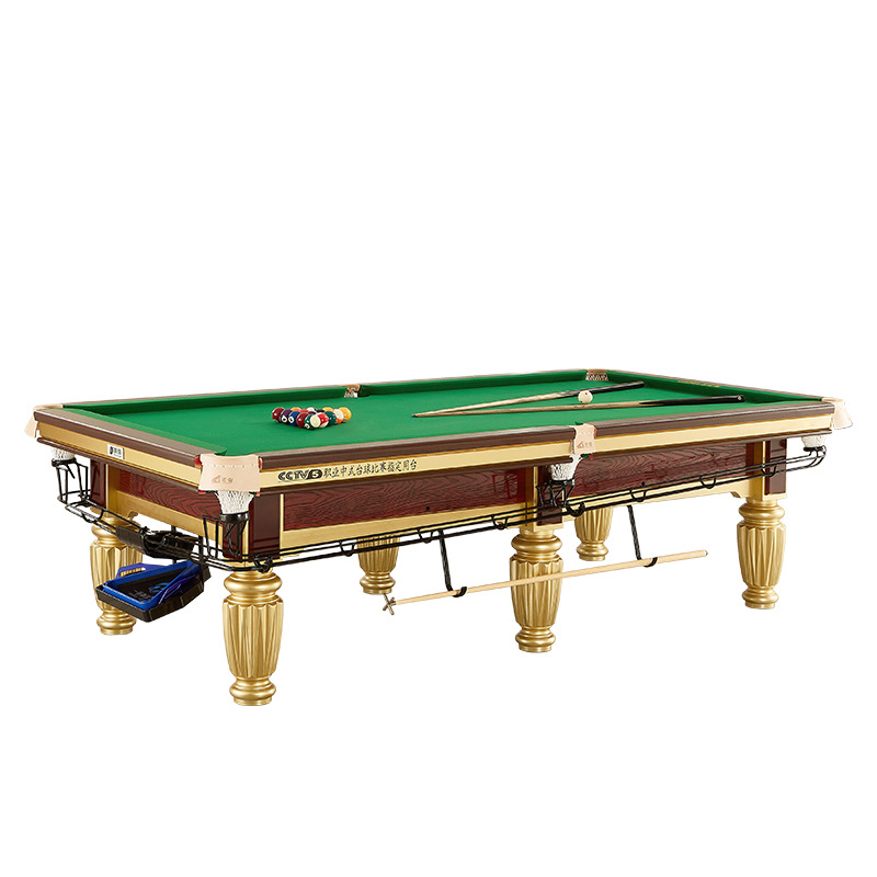 Brilliant Star Pool Table Standard Chinese Style Black Eight T5 Golden Leg Green Warehouse Stone Plate Snooker Billiard Tables