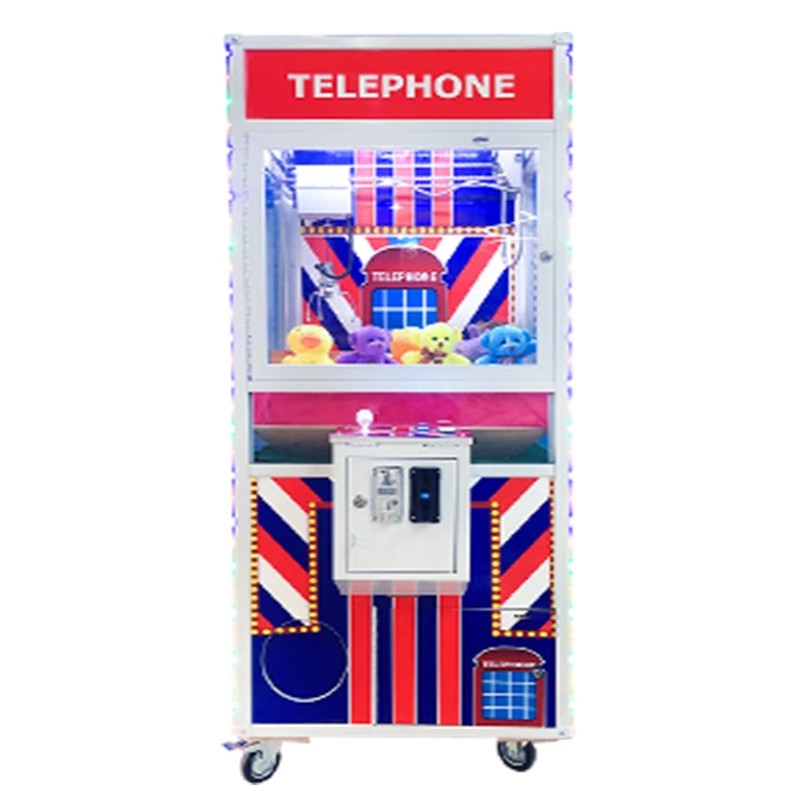 Wooden Box Coin Claw Machine Arcade Prize Grabbing Game Equipment Toy Catcher Crane Cabinet Amusement Redemption Machine English