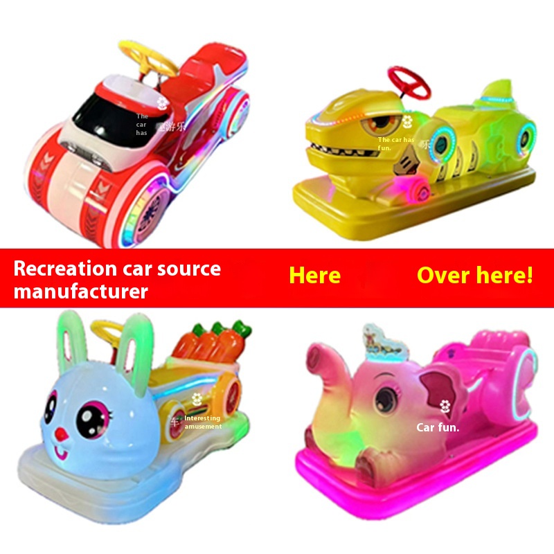 24V Indoor Electric Bumper Car Double-Seated Four-Wheel Kart for Kids Adults Home Shopping Mall Night Market Square Plastic