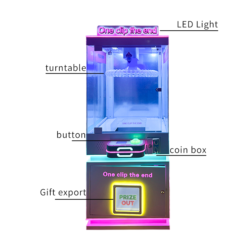 Coin-Operated Lighted Clip Game & Prize Snack Keychain Vending Machine Controllable for Ages 6+