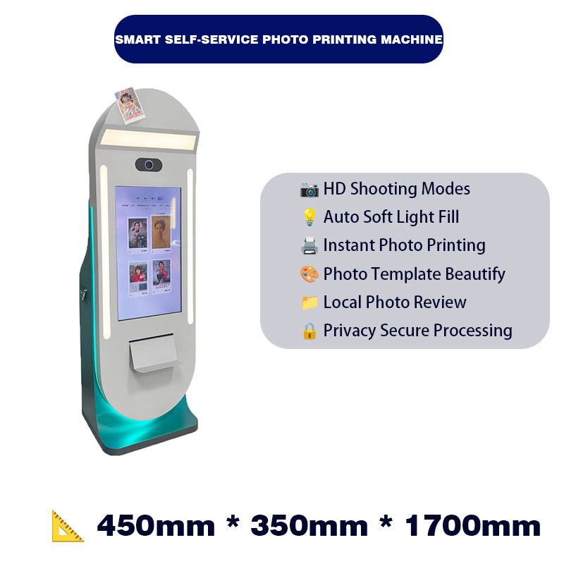 Ninix Silver-Gray Teal Metal Commercial Self-Service Smart Terminal Interactive Auto-Operation Equipment Malls English