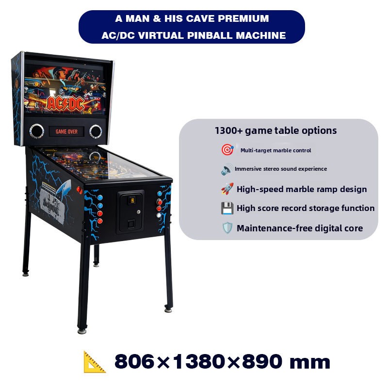 Advanced AC DC Stainless Steel Coin-Operated Virtual Pinball Machine 1300 Games Full Size Arcade Game Cabinet 3D Sound Effects