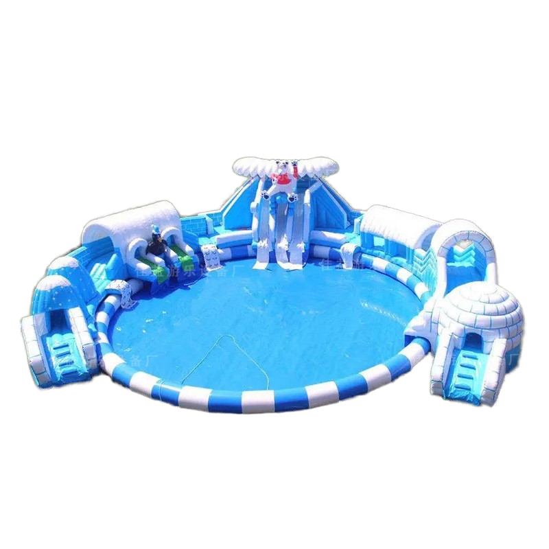 Factory Direct Sale Summer Children's Inflatable Pool Toy Combination Water Park & Ice Snow World Slide for Water Play Equipment
