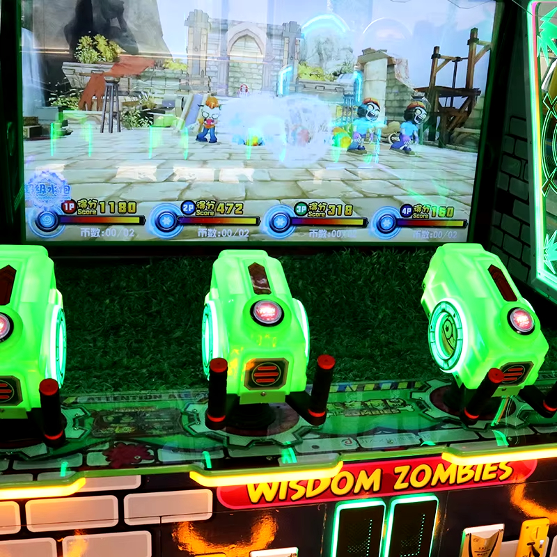Large Four-Player Zombie Shooting Water Gun Arcade Simulation for Amusement Park Equipment