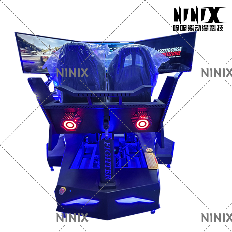 Commercial Grade 2-Seater Triple Screen Racing Simulator VR Arcade Machine Realistic Driving Controls Multi Coin Operated Games
