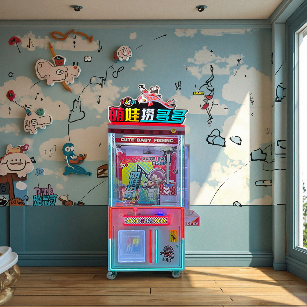 The New Entertainment Device - the Fishing Machine - Operates with Coins Inside and Is Suitable for Shopping Malls.