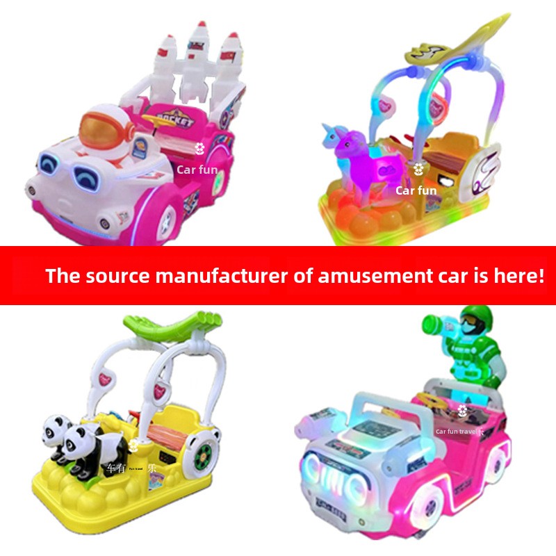 24V Indoor Electric Bumper Car Double-Seated Four-Wheel Kart for Kids Adults Home Shopping Mall Night Market Square Plastic