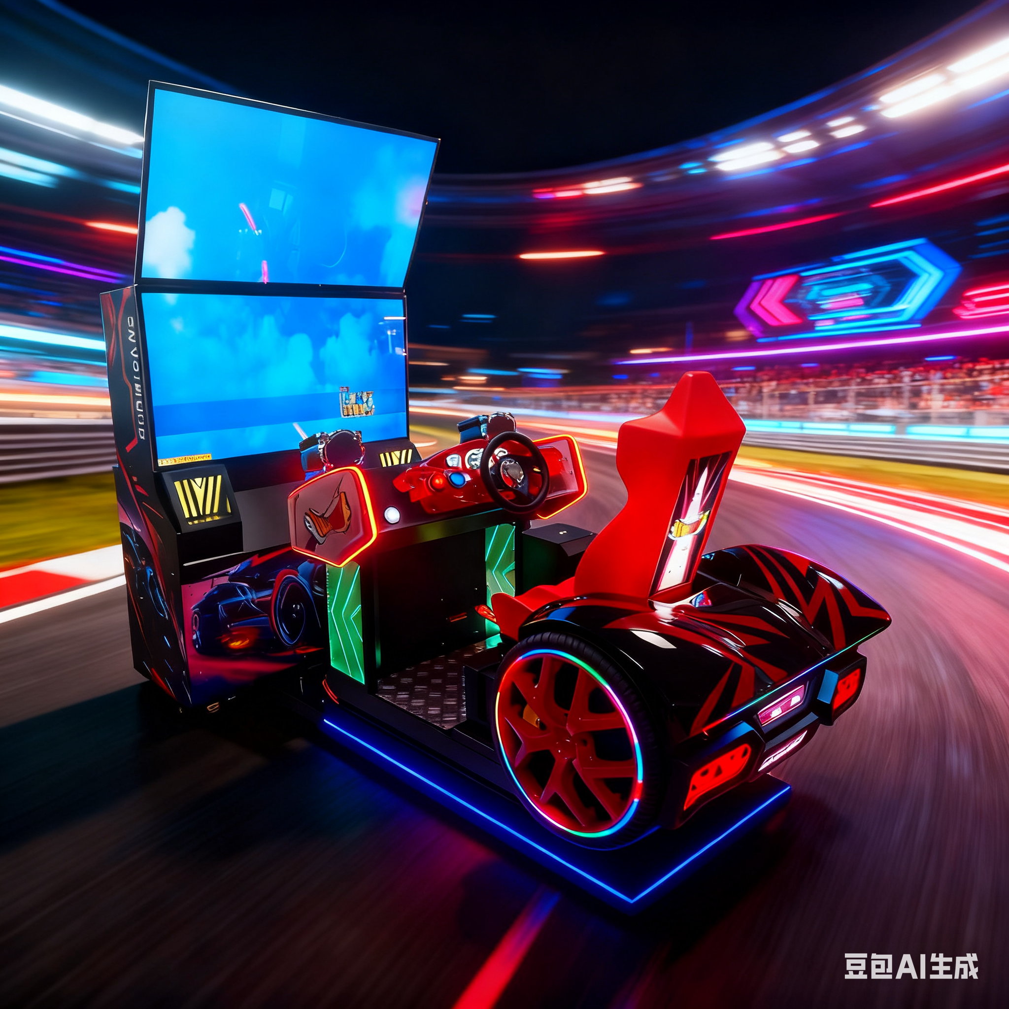 Large-Scale Single-Player Dual-Screen Coin-Operated Racing Simulator Arcade Equipment for Children and Parents' Entertainment